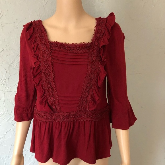 Francesca's Red Flowy Blouse - Picture 8 of 8